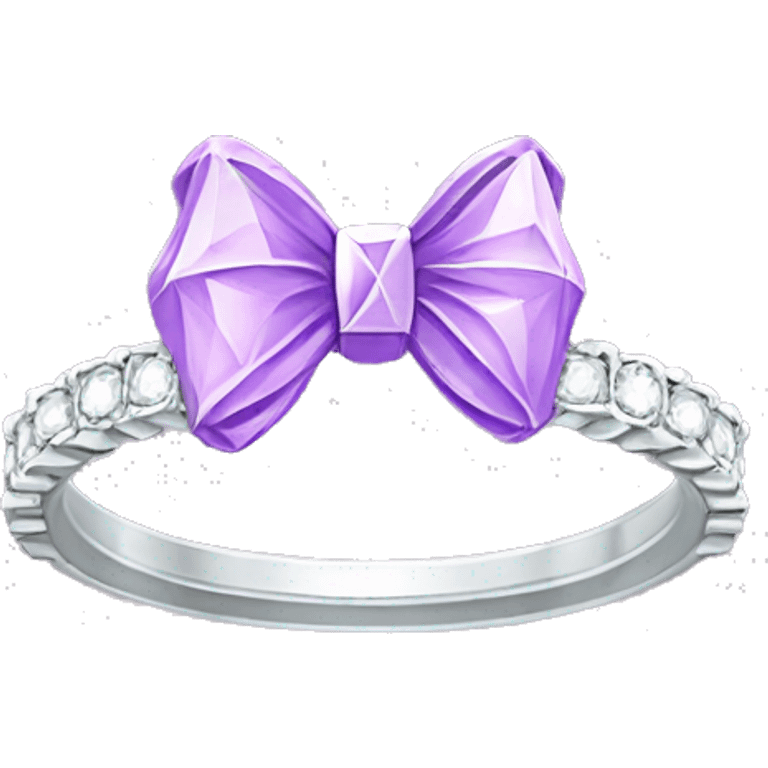 Silver diamond ring with a bow in light purple emoji