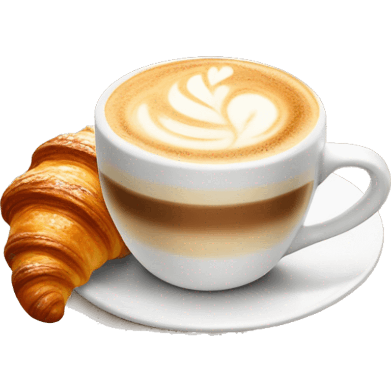 Cup of cappuccino with croissant emoji