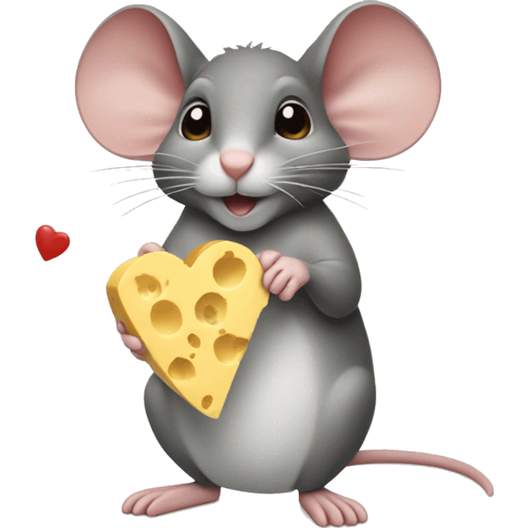 Mouse Holding  a cheese heart emoji