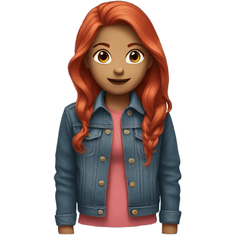 Girl with long red hair and a denim jacket emoji