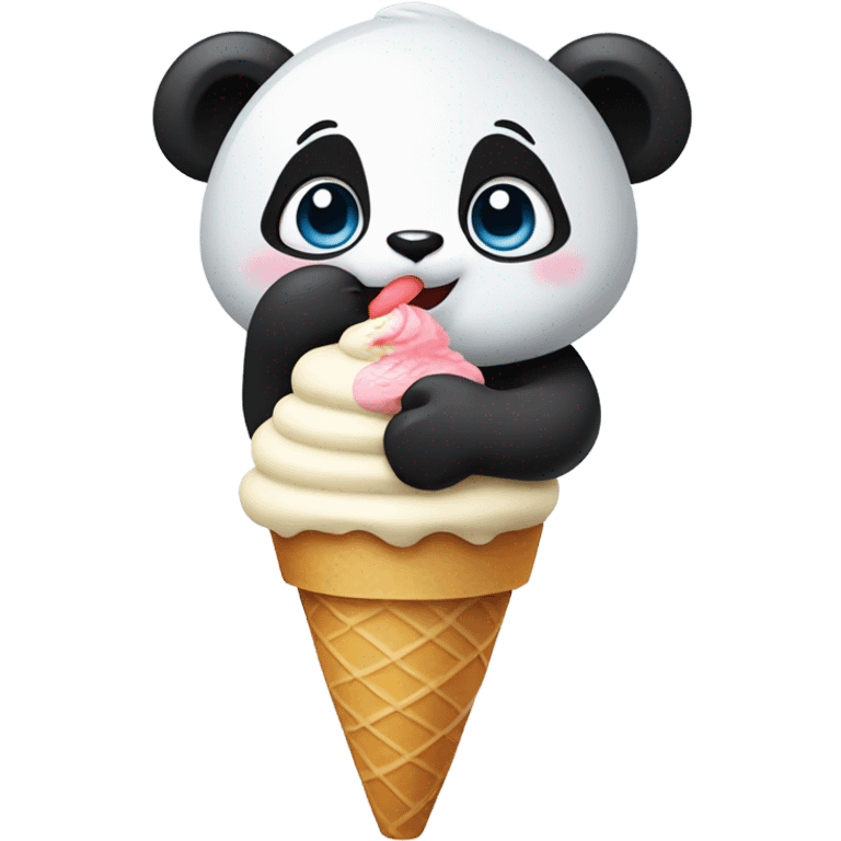 Panda eating ice cream emoji