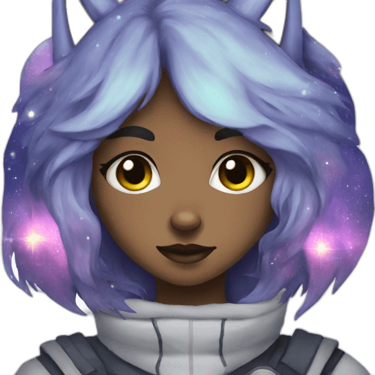 galaxy wolf Girl emoji