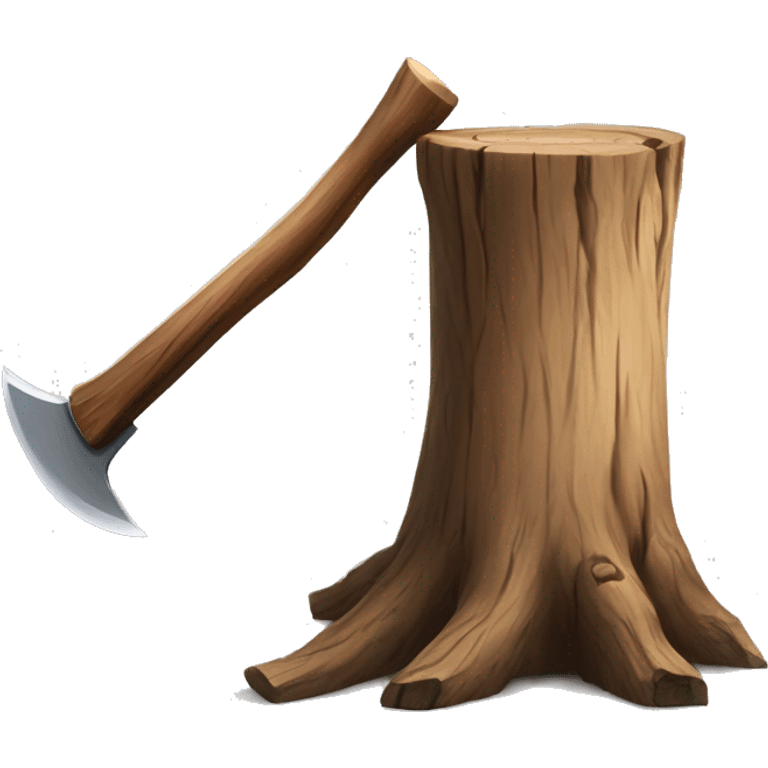 Tree stump with an axe cleaved in  it  emoji