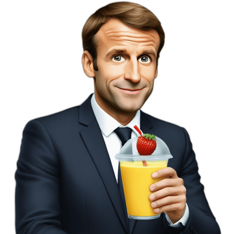 Emmanuel Macron drink a smoothie emoji