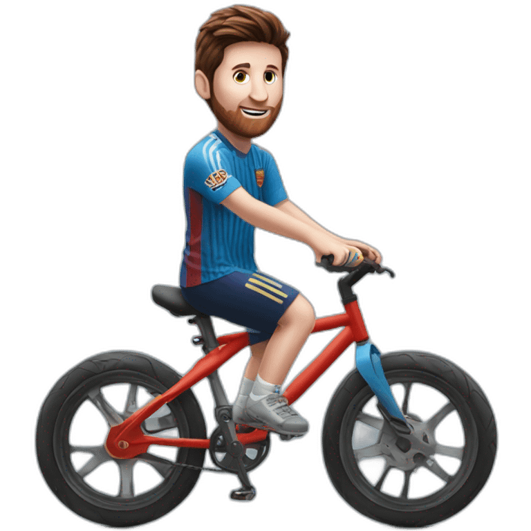 messi riding a kid's bike with Stabilisers emoji