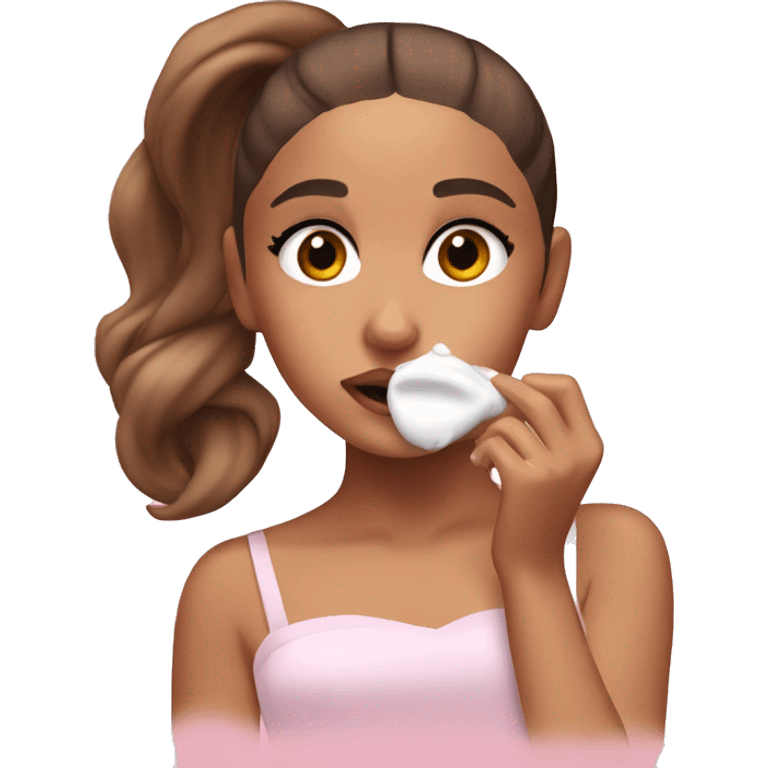 Ariana grande applying cream on face emoji