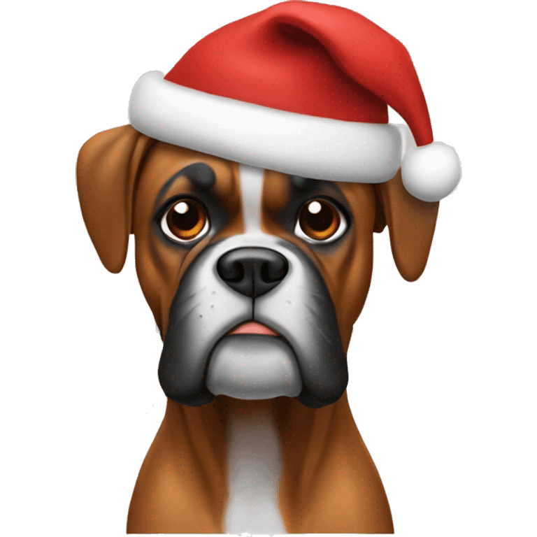 Boxer with a Christmas hat  emoji