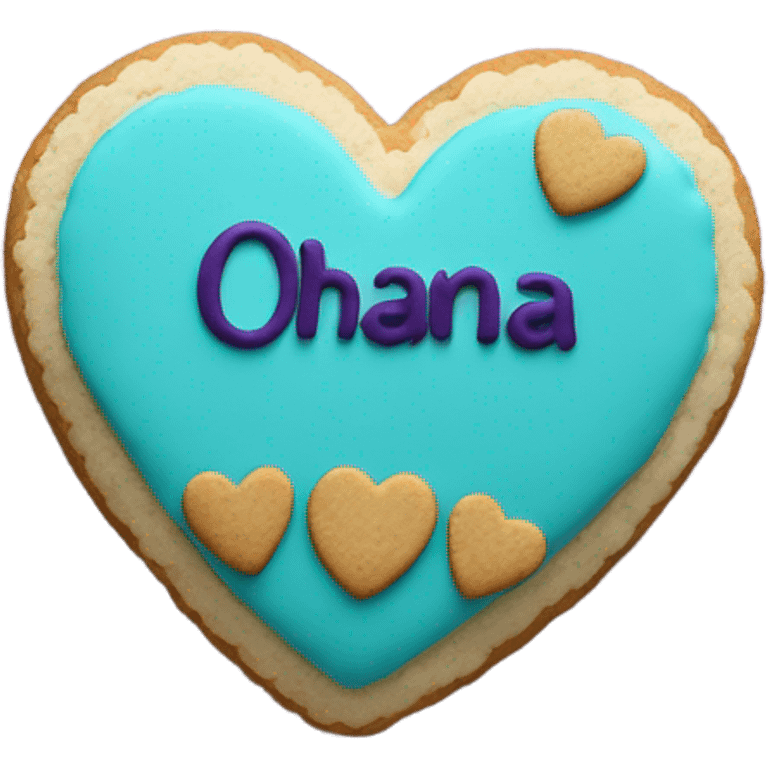 Teal purple Cookie heart with ohana emoji