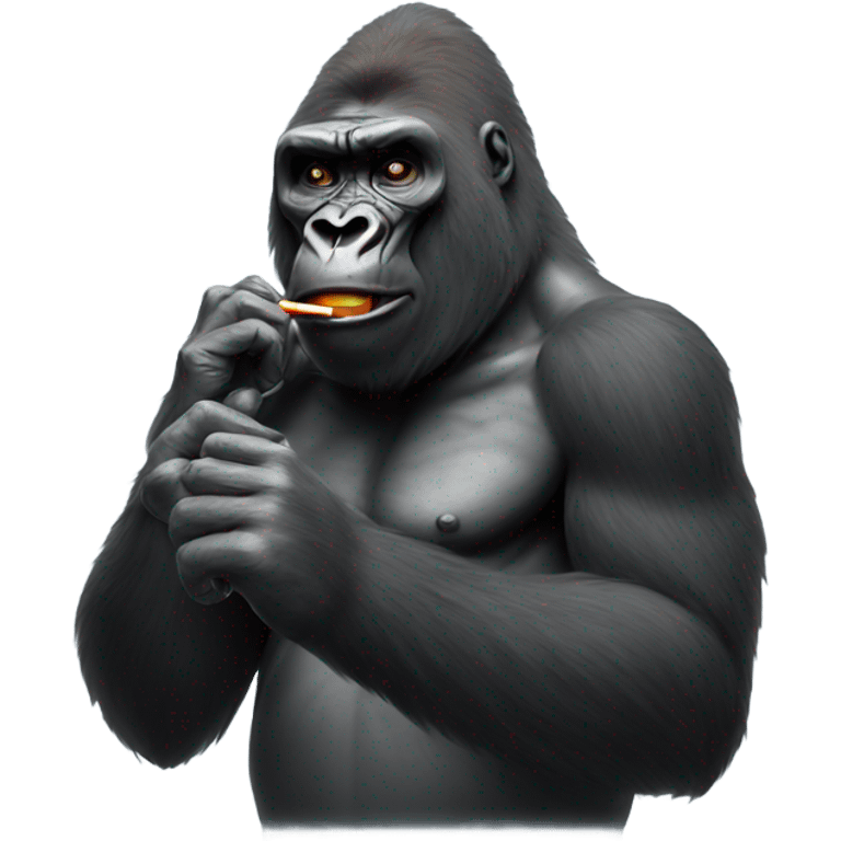 Gorilla hitting a vape emoji