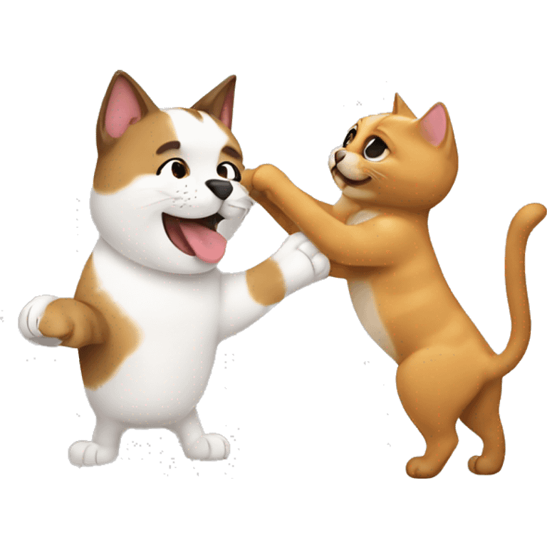 Cat high-fiving dog emoji