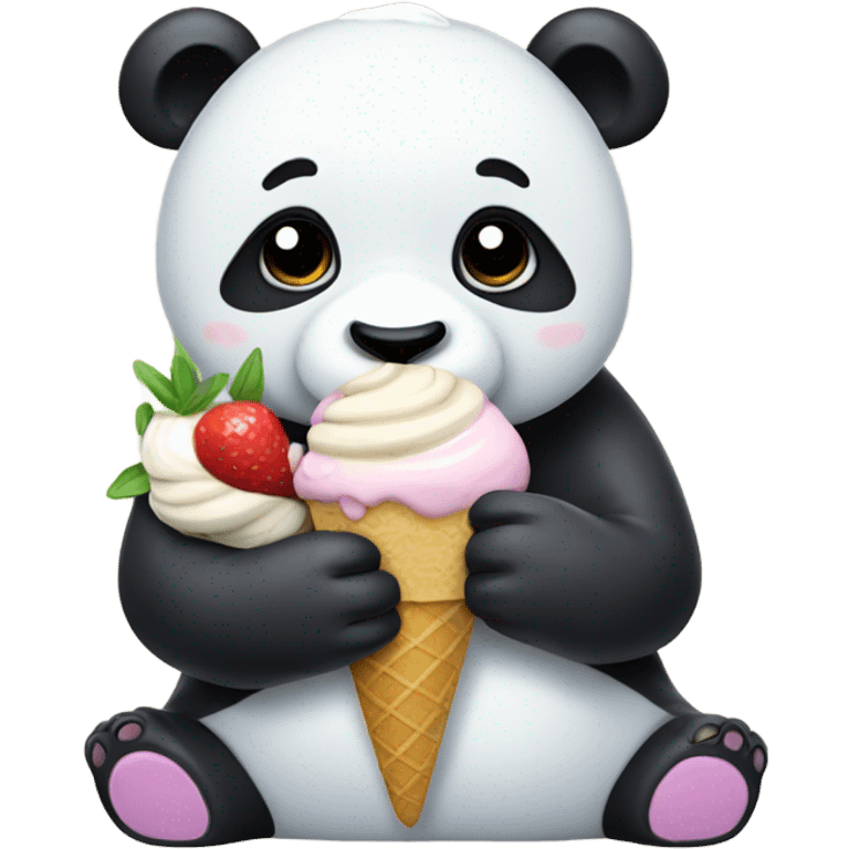 Panda eating ice cream emoji