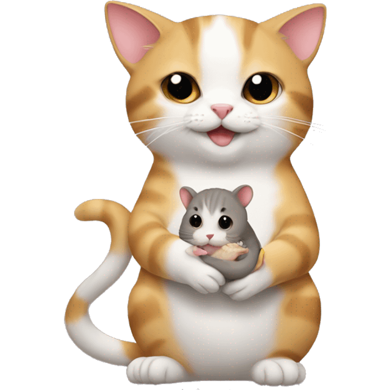 cat holding hamster emoji