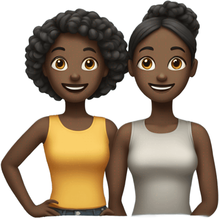 two black girls talking and smiling  emoji