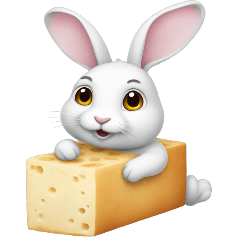 Rabbit holding a tofu emoji