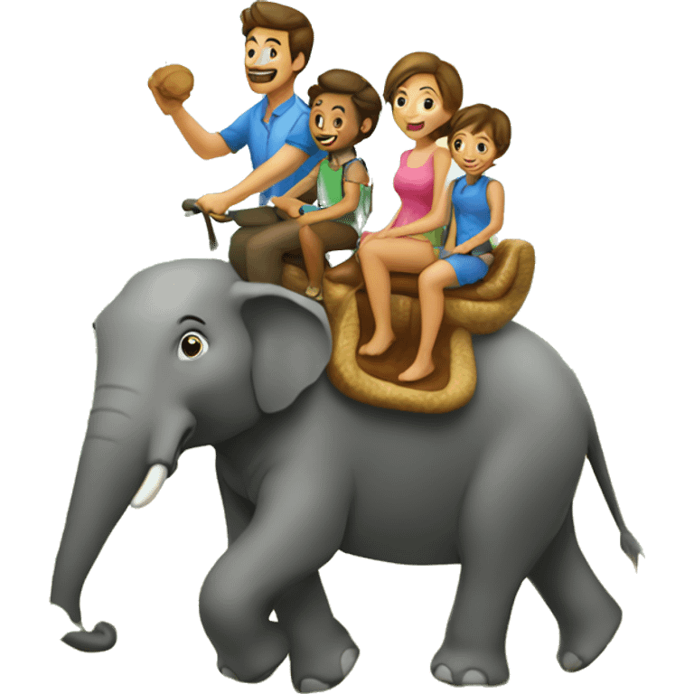 family riding elephan emoji