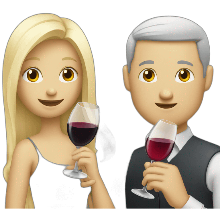 blonde girl and grey man drinking wine emoji