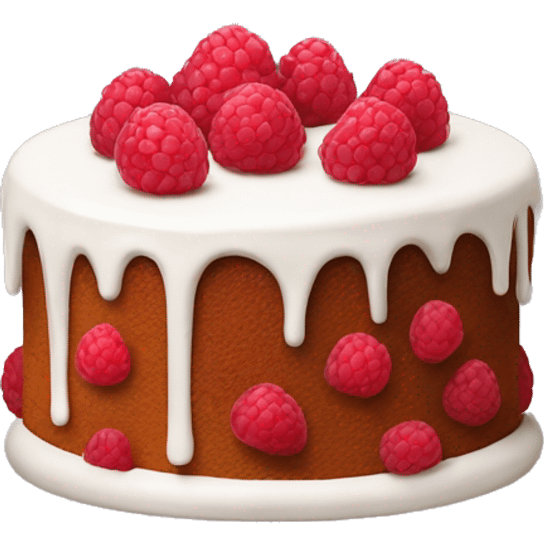 cake with white frosting and raspberries emoji