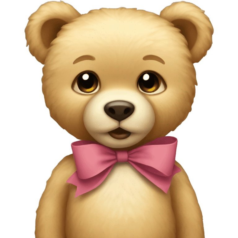 blonde teddy bear with bow  emoji