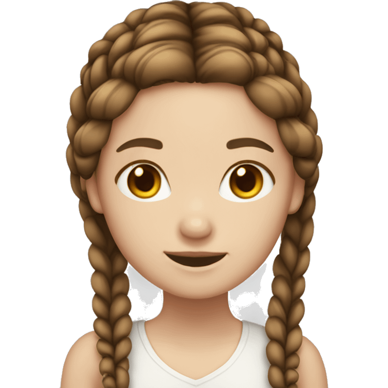 Girl brown hair white skin with braids  emoji