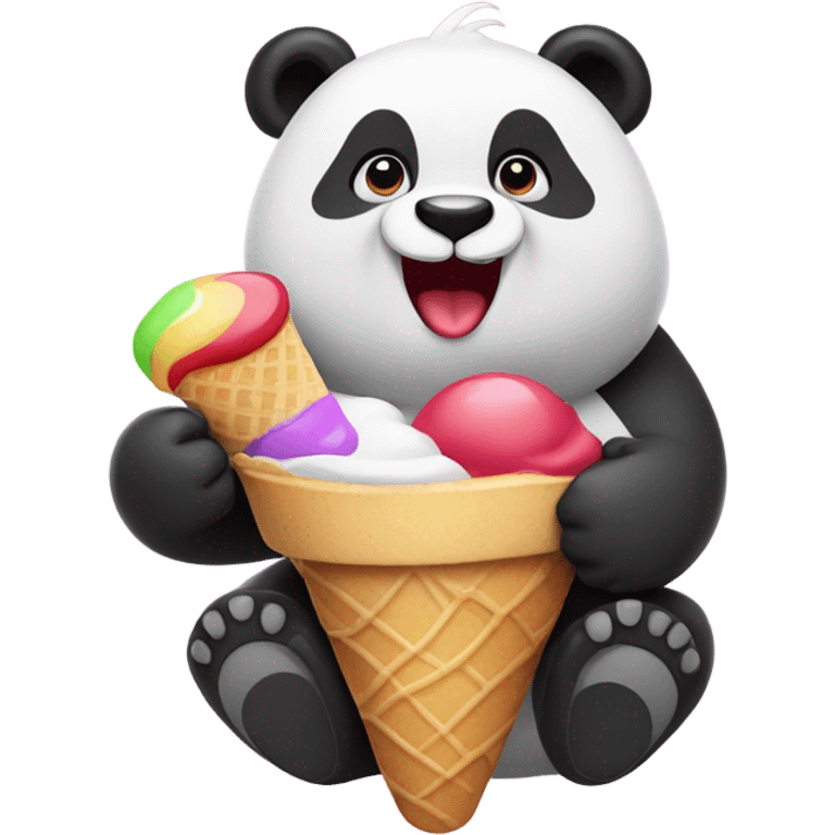 Panda eating ice cream emoji