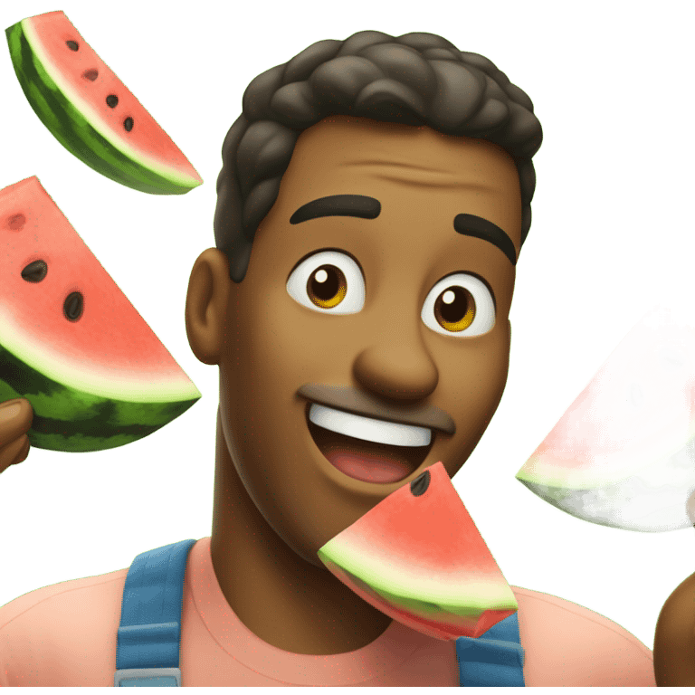 Man eating watermelon emoji