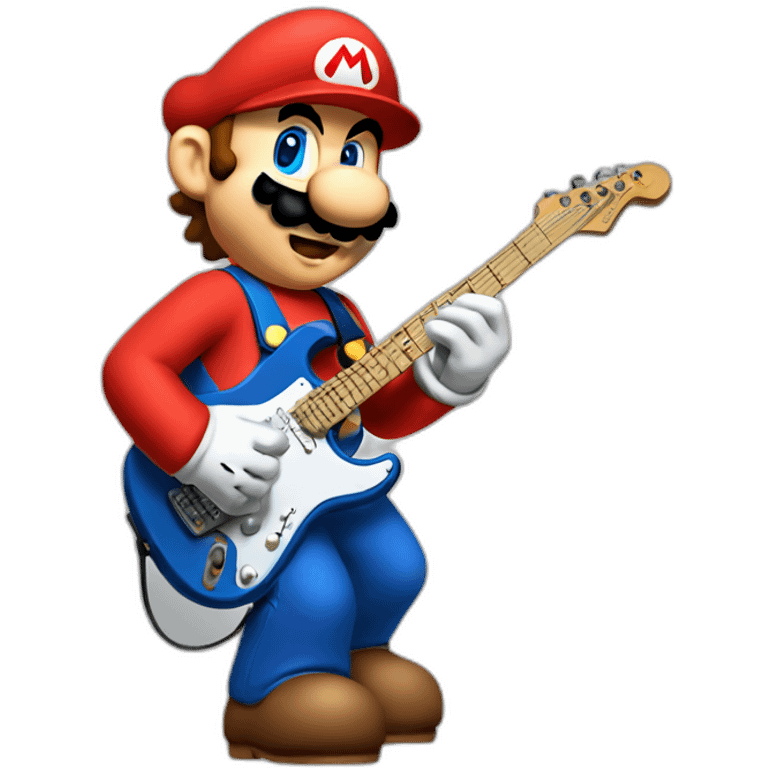 Super Mario playing electric guitar emoji