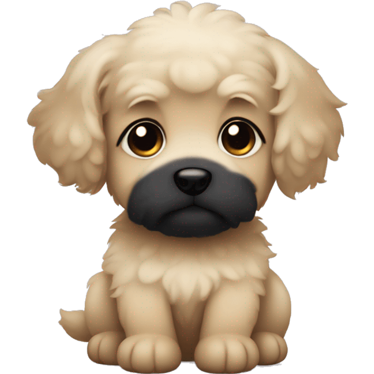 Small beige fluffy puppy with round floppy ears and black snout emoji