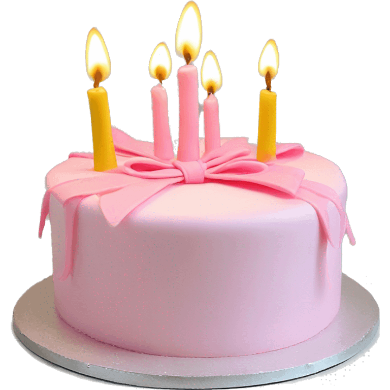 Coquette bow light pink birthday cake with candles emoji