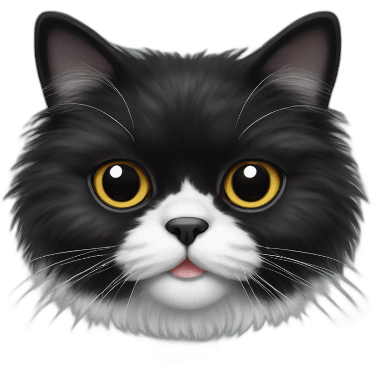 fuzzy black and white persian cat emoji