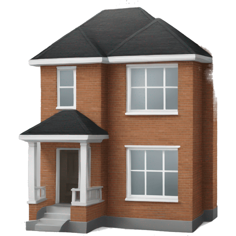 two floor house made of bricks, with dark grey windows and roof emoji