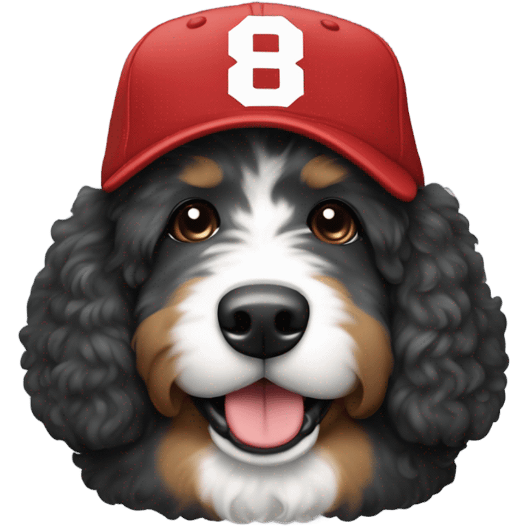 Bernedoodle with Ohio state baseball cap emoji