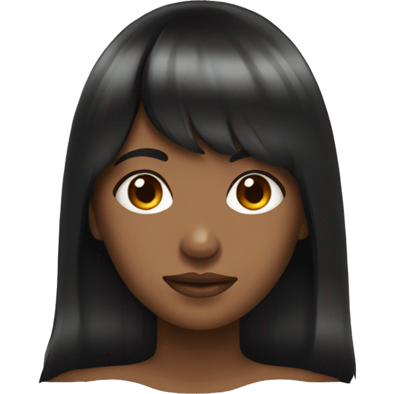 Black hair girl with bangs mad emoji