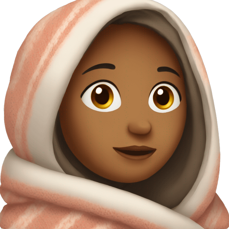 girl in cozy in blankets emoji