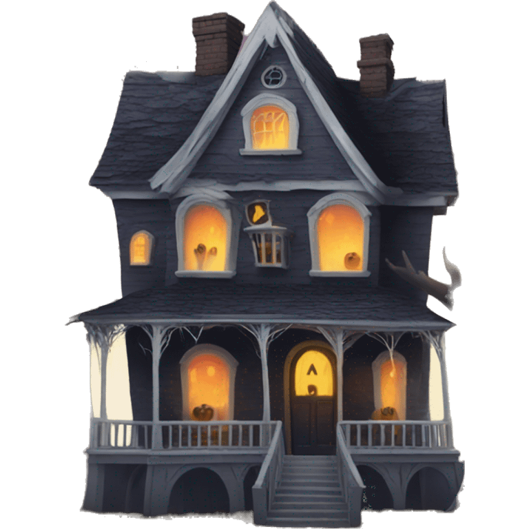 Haunted House with spooky trees emoji