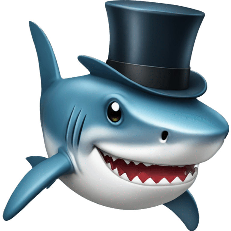 Shark with a top hat with it pooping emoji