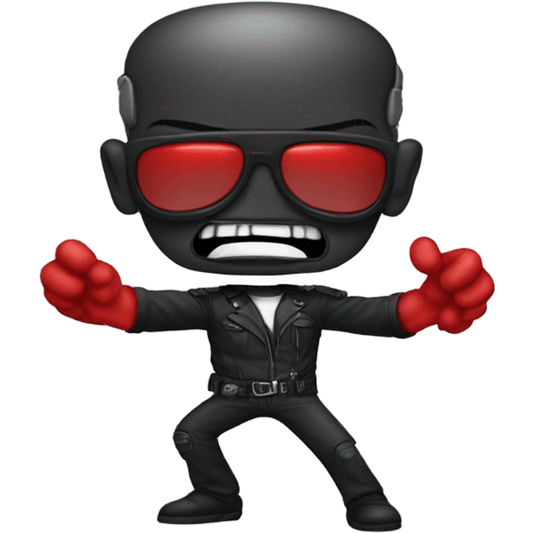 Terminator dancing with small red cloth in each hand emoji