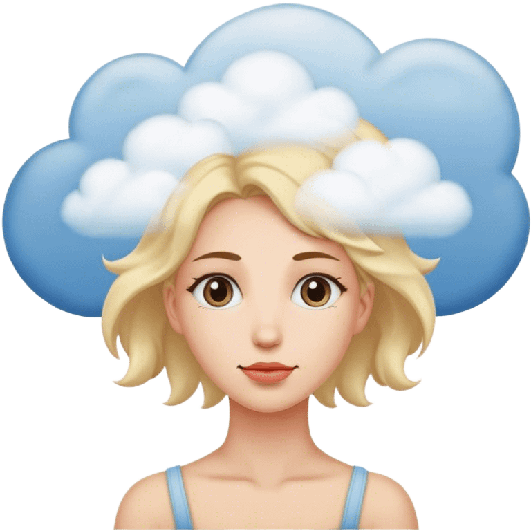 Woman with clouds for a head from shoulders up emoji