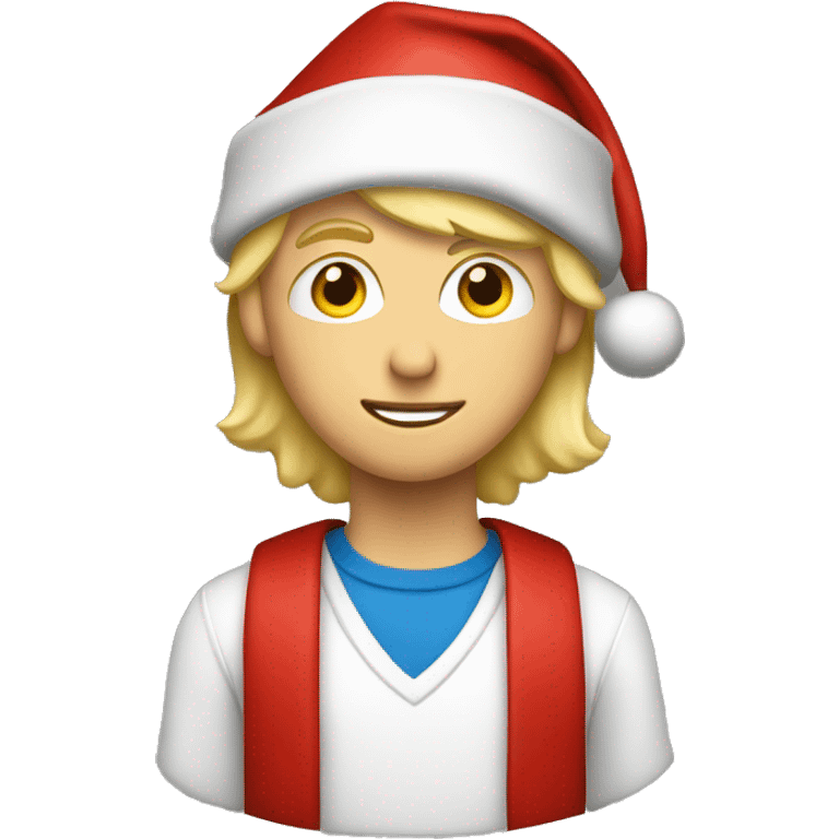 Blond male student in santa hat emoji