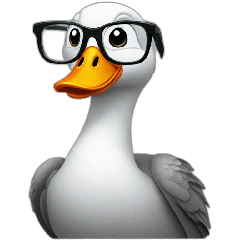 Gray goose with glasses emoji