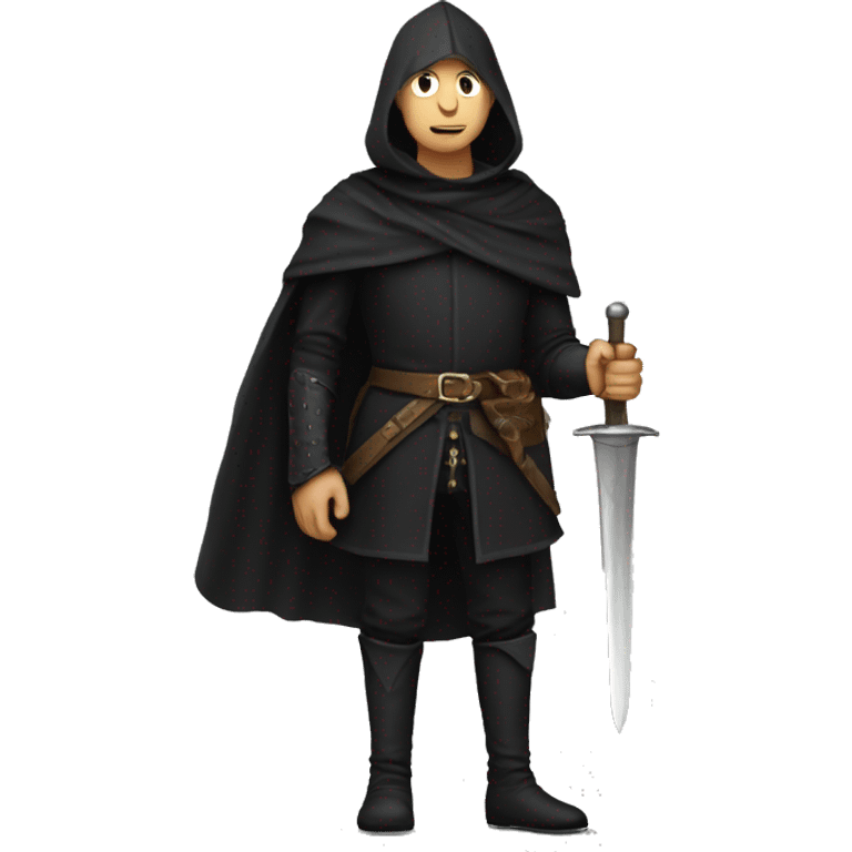 guy with black medieval clothes and daggers rose emoji