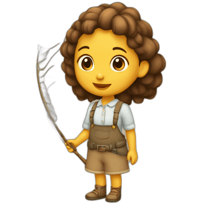 Niña pelo marron pescando  emoji