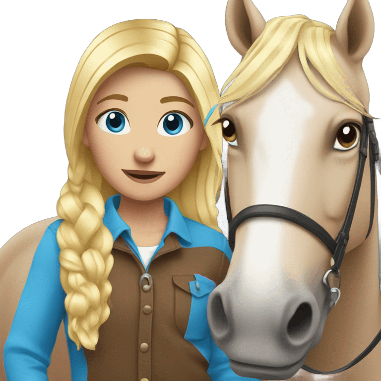 Blonde with blue eyes girl with horse  emoji