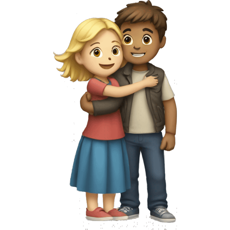 boy and girl hug  emoji