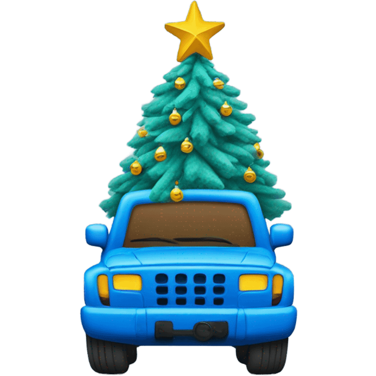 Blue Christmas tree with jeep ornaments  emoji