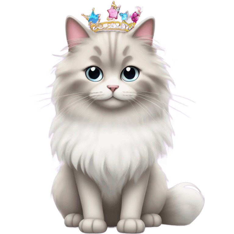 fluffy cat with a tutu and tiara emoji