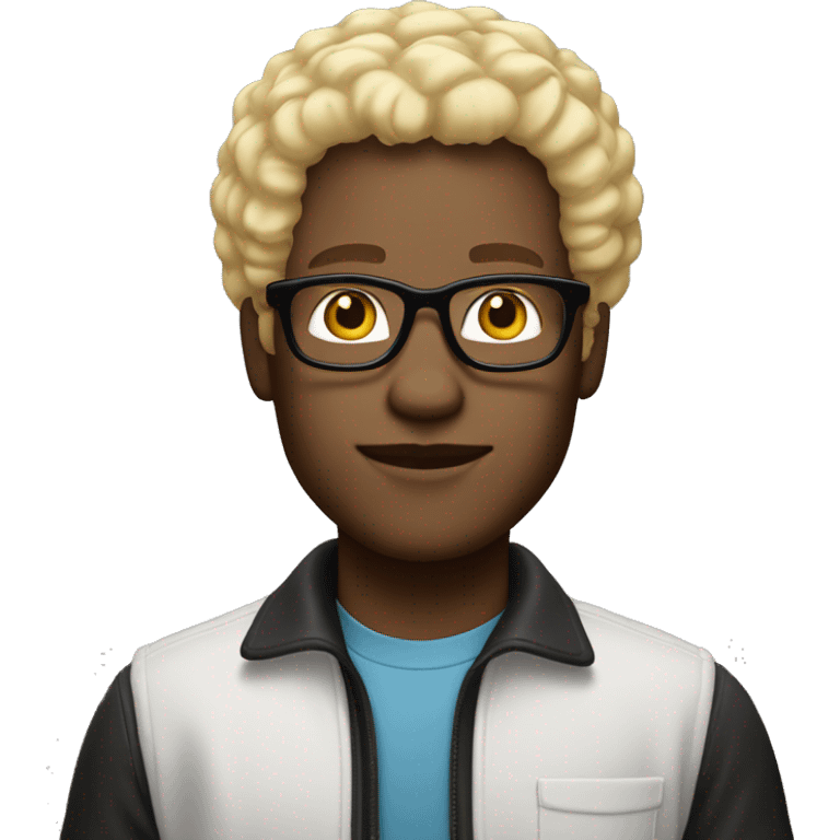 man. white skin blonde small afro and glasses in mcdonald’s outfit emoji