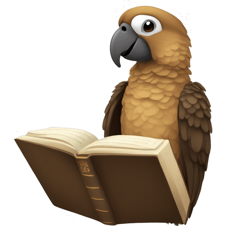 brown parrot reading the Bible emoji