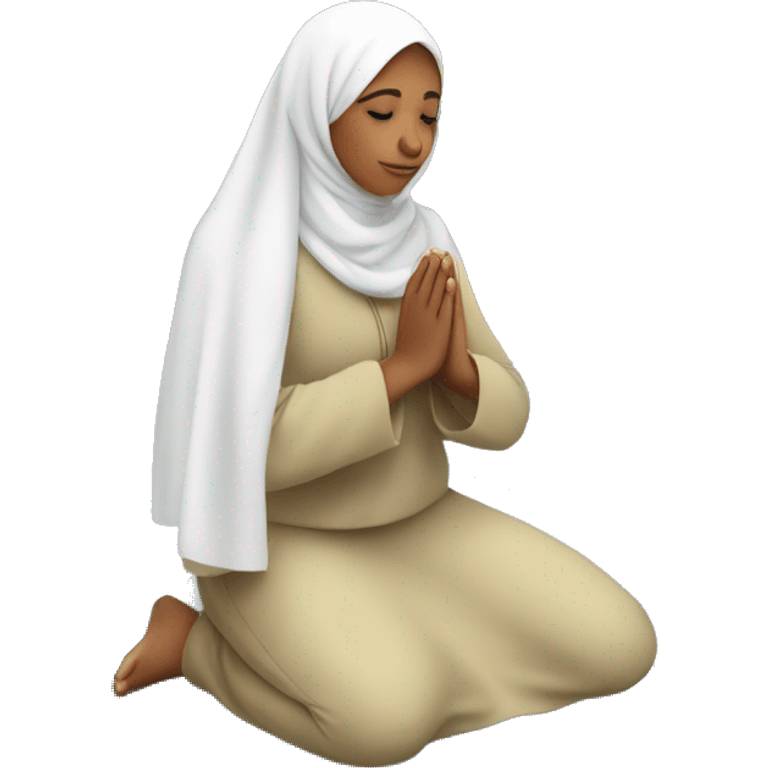 A Muslim girl praying on a praying mat  emoji