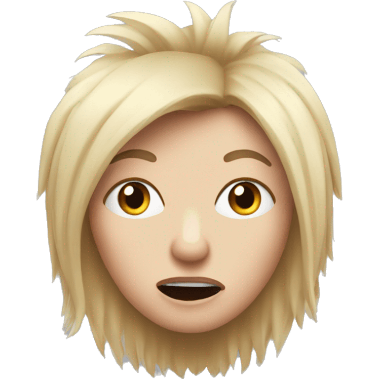 Porcupine woman looking shocked static blonde hair emoji