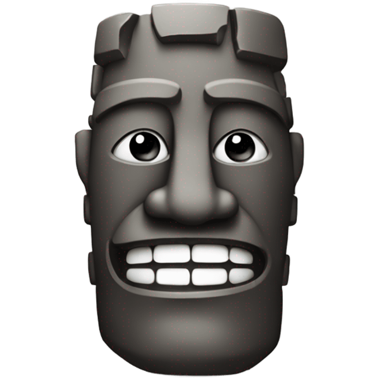 Moai with glass and a chill smile emoji